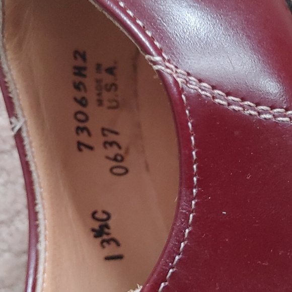 Vintage NWOT Kids Burgundy Leather Lace Up Shoes - Picture 5 of 7